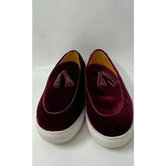 Burgundy Velvet Sneaker with Leather Tassel - Carrucci 7.5 - Picture 5 of 8